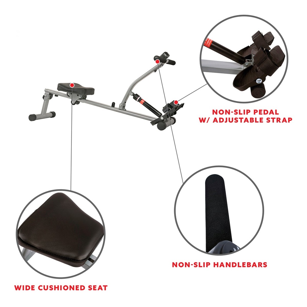  MAQUINA DE REMO CON RESISTENCIA AJUSTABLE Y MONITOR DIGITAL SF-RW1205 SUNNY HEALTH FITNESS